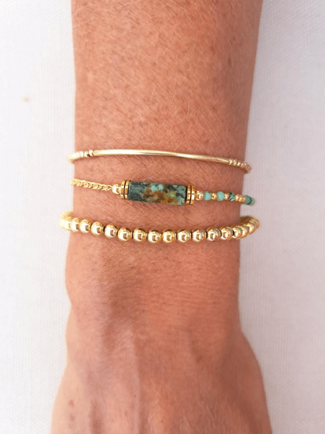 TISEKA turquoise africaine - gold filled - bracelet 