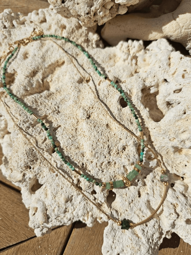 ZILIA aventurine, turquoise africaine& gold-filled - collier 