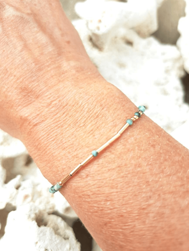 MOT SECRET turquoise africaine- gold-filled - bracelet