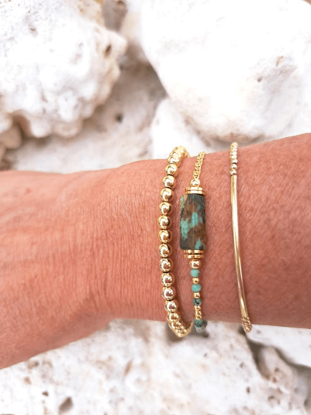 TISEKA turquoise africaine - gold filled - bracelet 