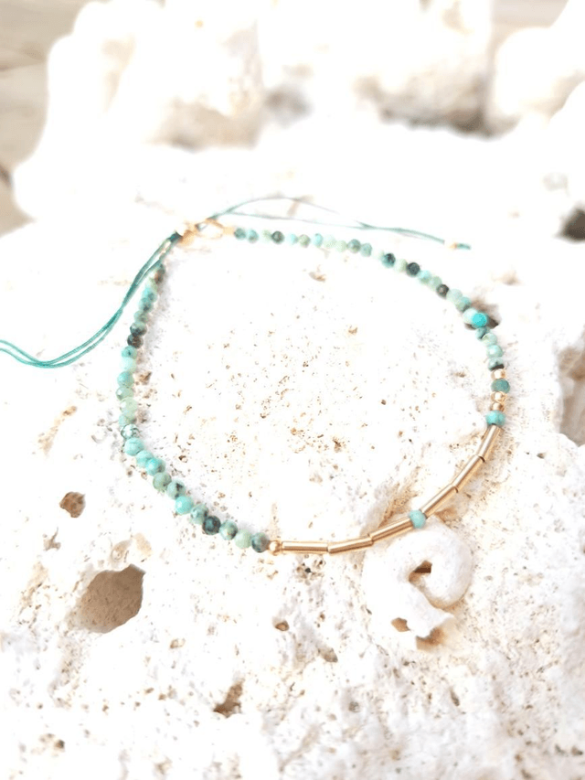 MOT SECRET turquoise africaine- gold-filled - bracelet