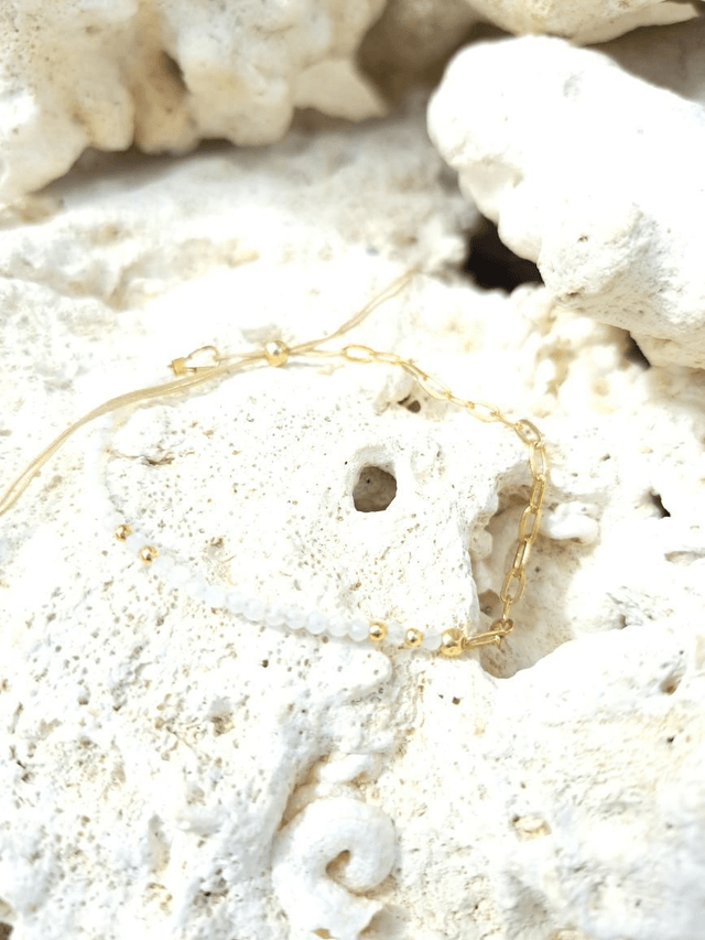 AMAYA pierre de lune - gold filled - bracelet