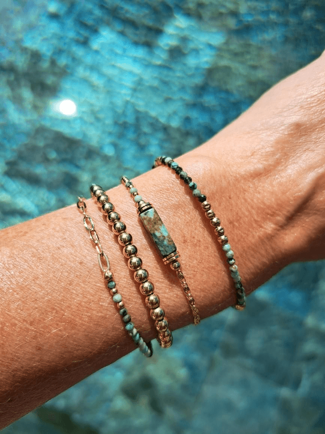 TISEKA turquoise africaine - gold filled - bracelet 